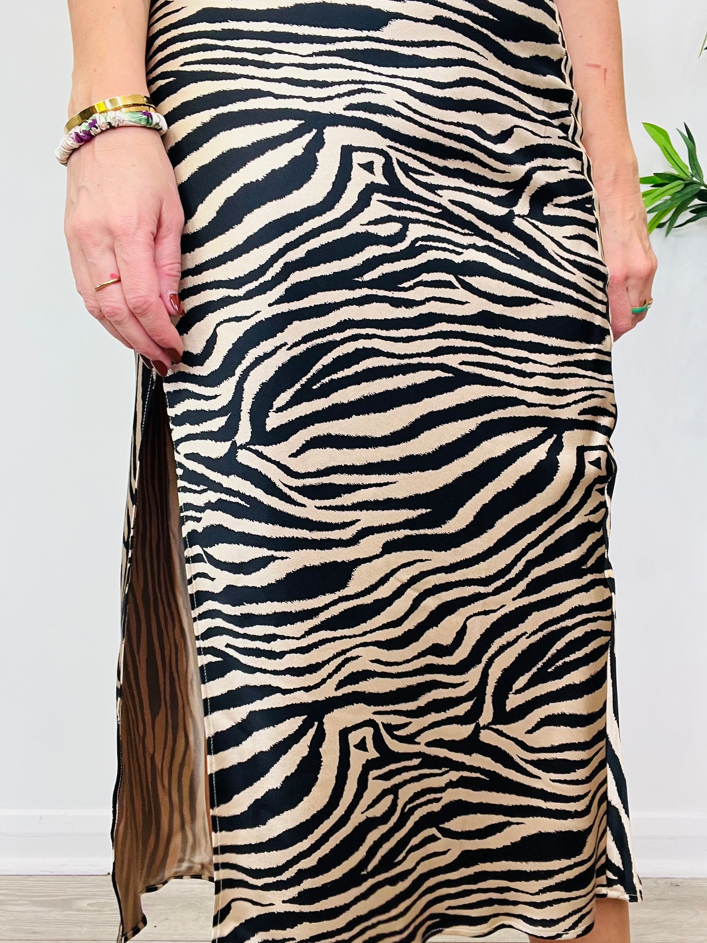 Silk Zebra Print Skirt - Size S