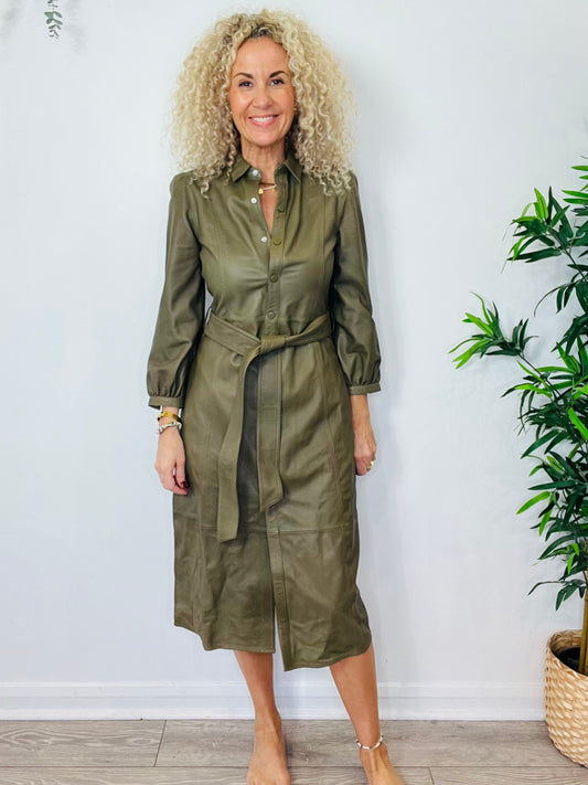 Leather Shirt Dress - Size 10