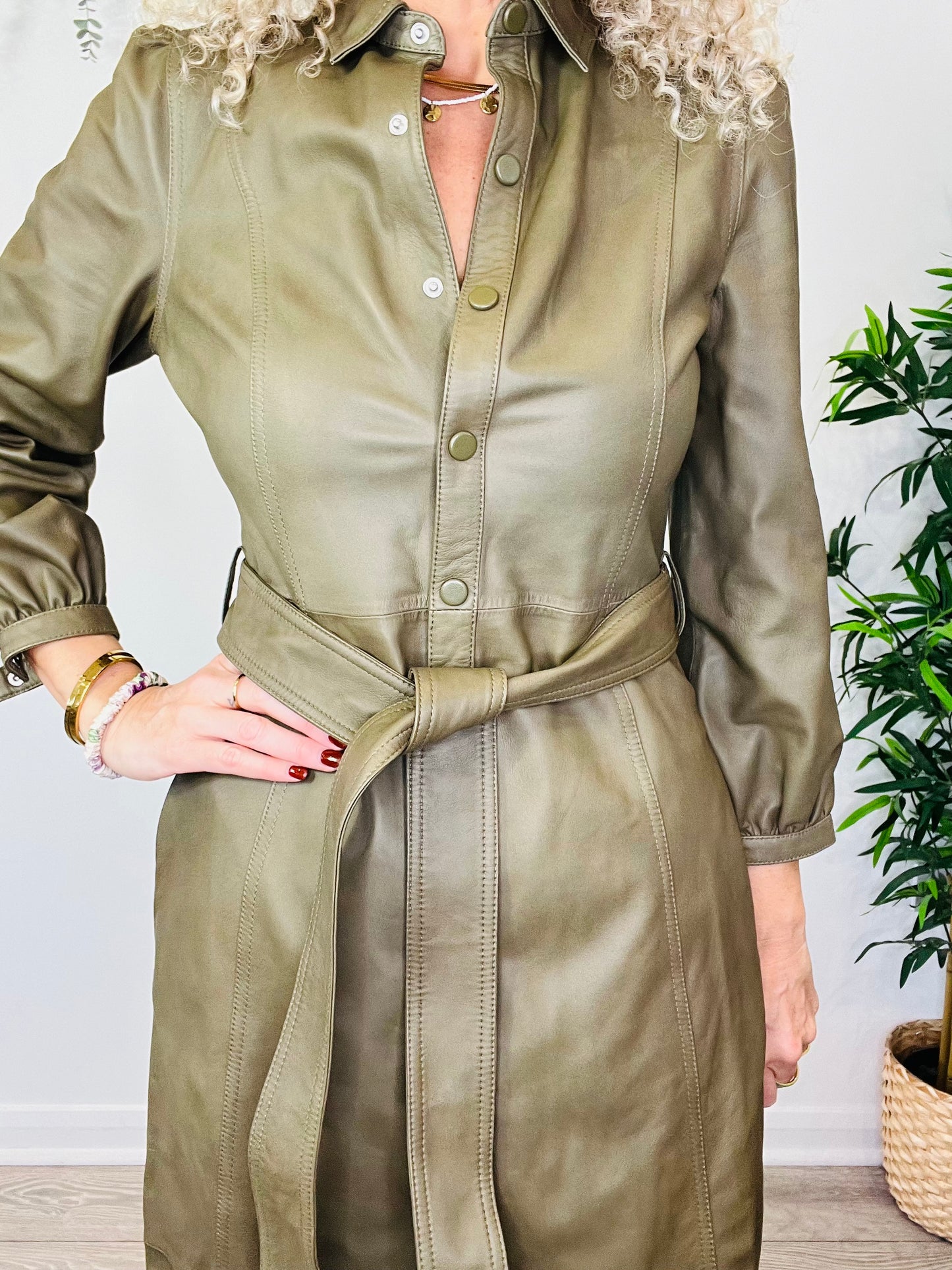 Leather Shirt Dress - Size 10