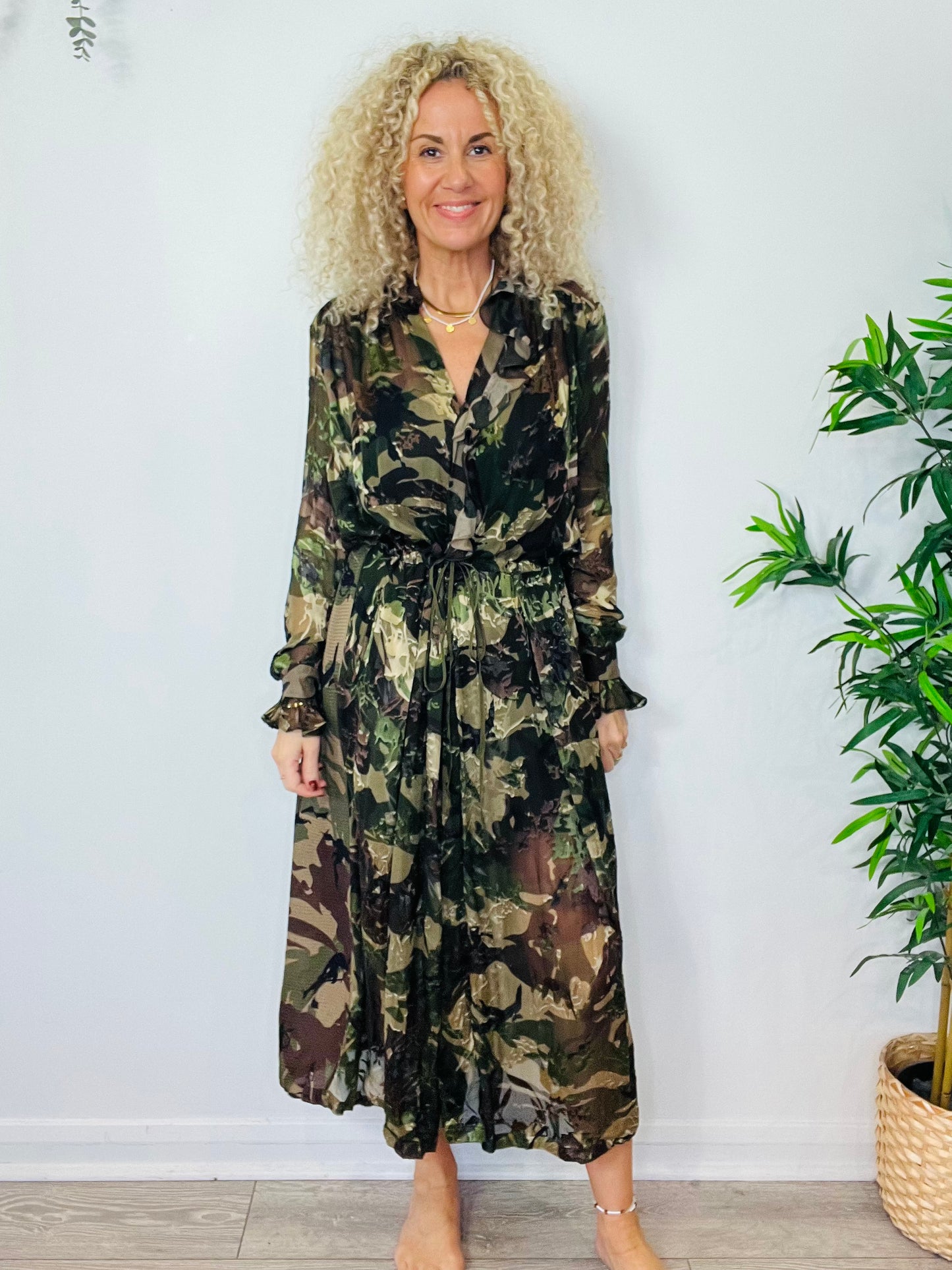 Floral Camo Print Dress - Size XS