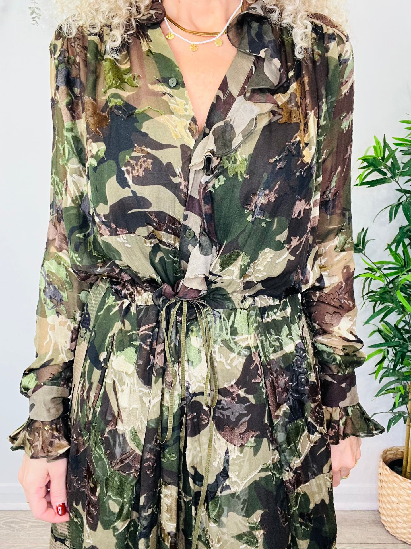 Floral Camo Print Dress - Size XS