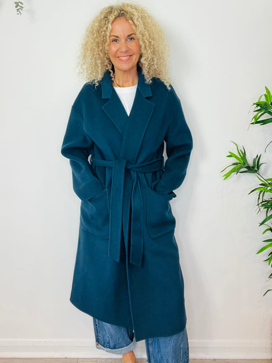 Belted Wool Coat - Size M