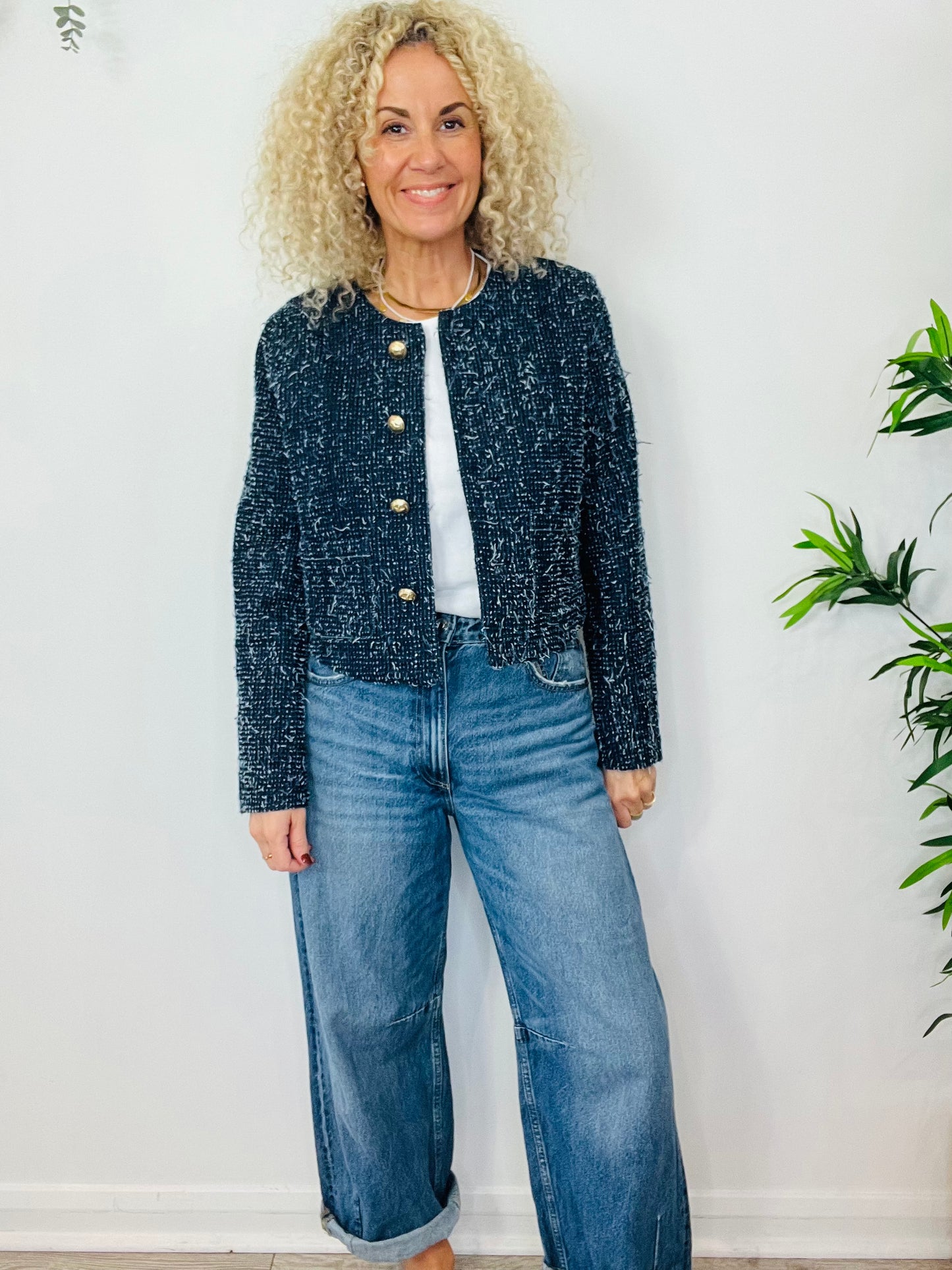 Denim Crop Jacket - Size 36