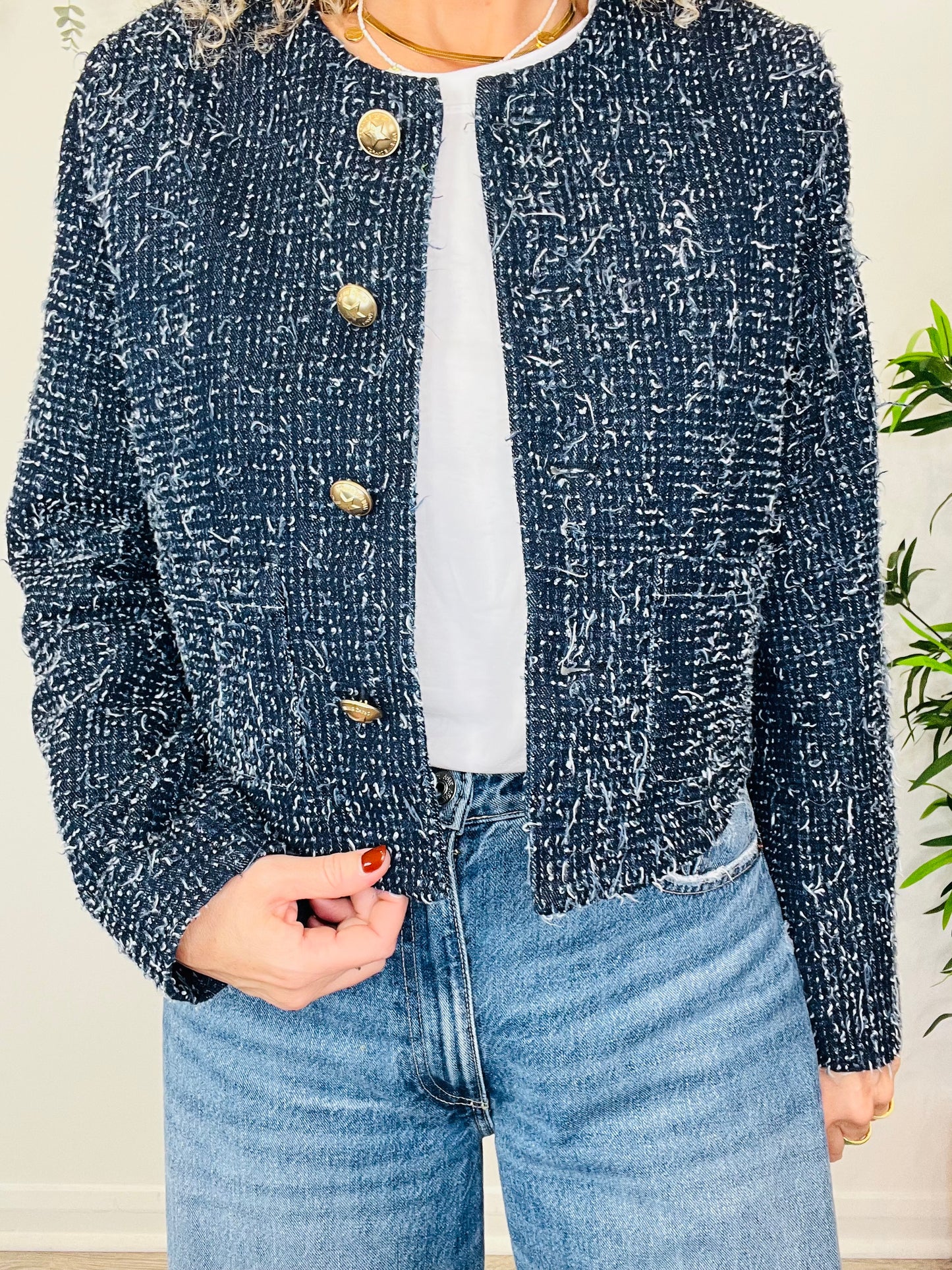 Denim Crop Jacket - Size 36