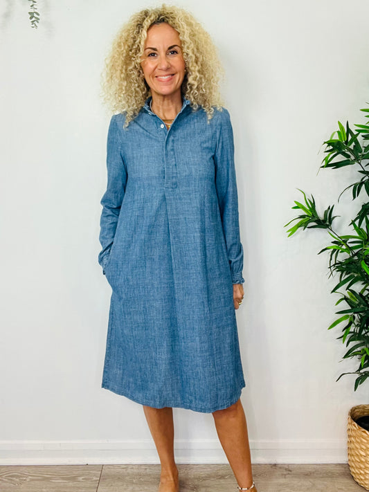 Chambray Midi Dress - Size 38