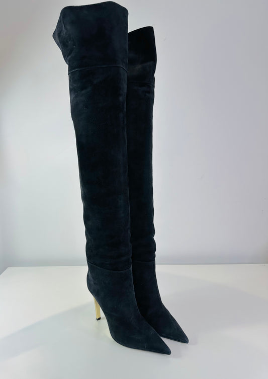 Suede Over The Knee Boots - Size 38