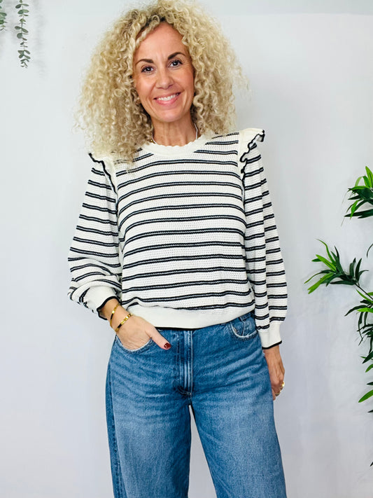 Striped Frill Jumper - Size L