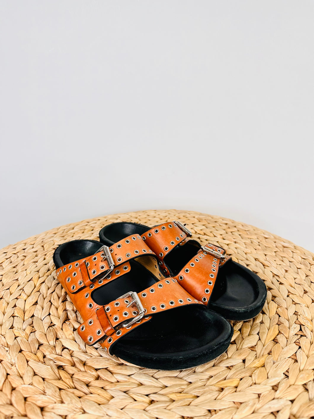 Leather Studded Sandals - Size 39