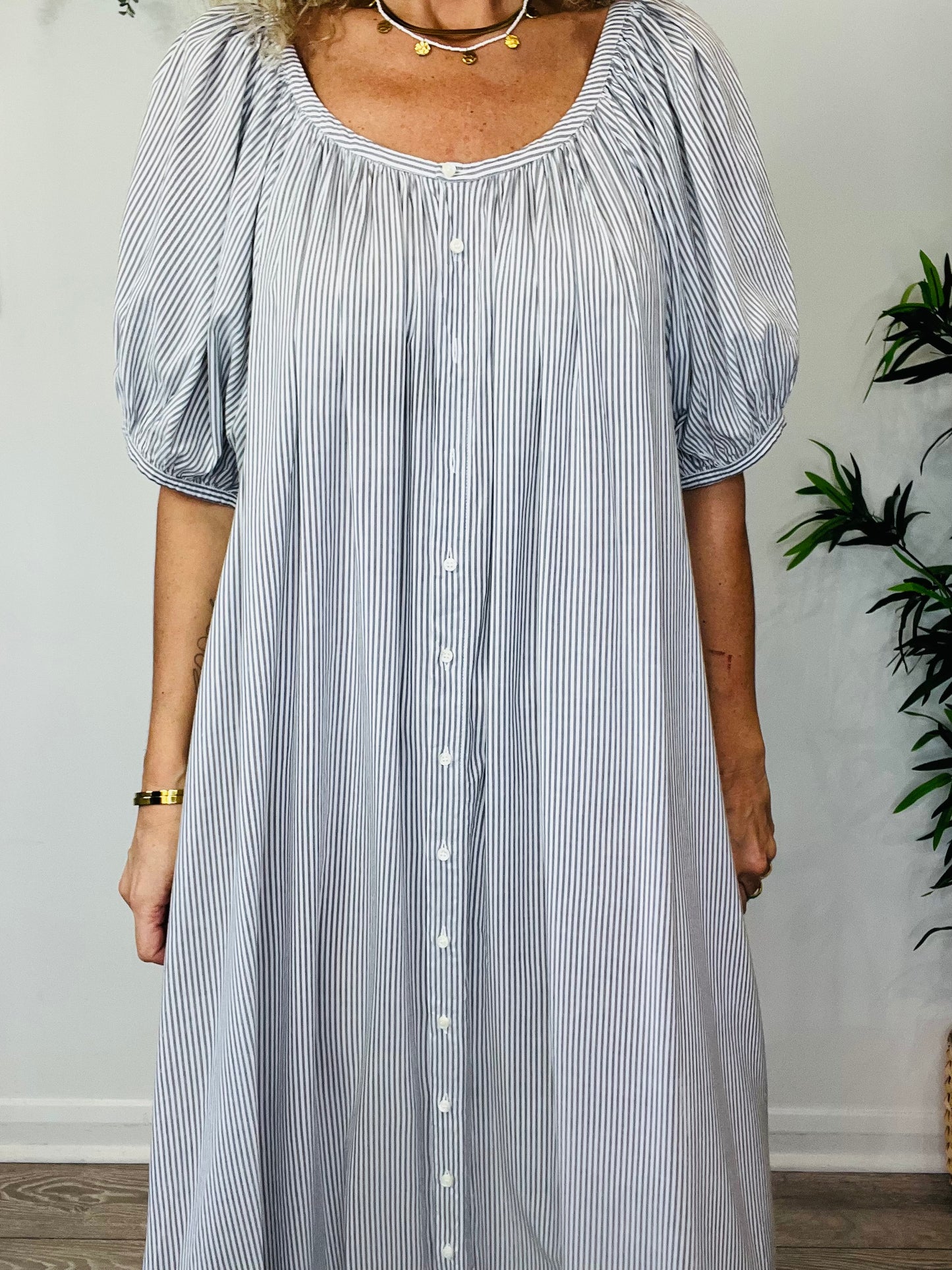 Striped Cotton Dress - Size L