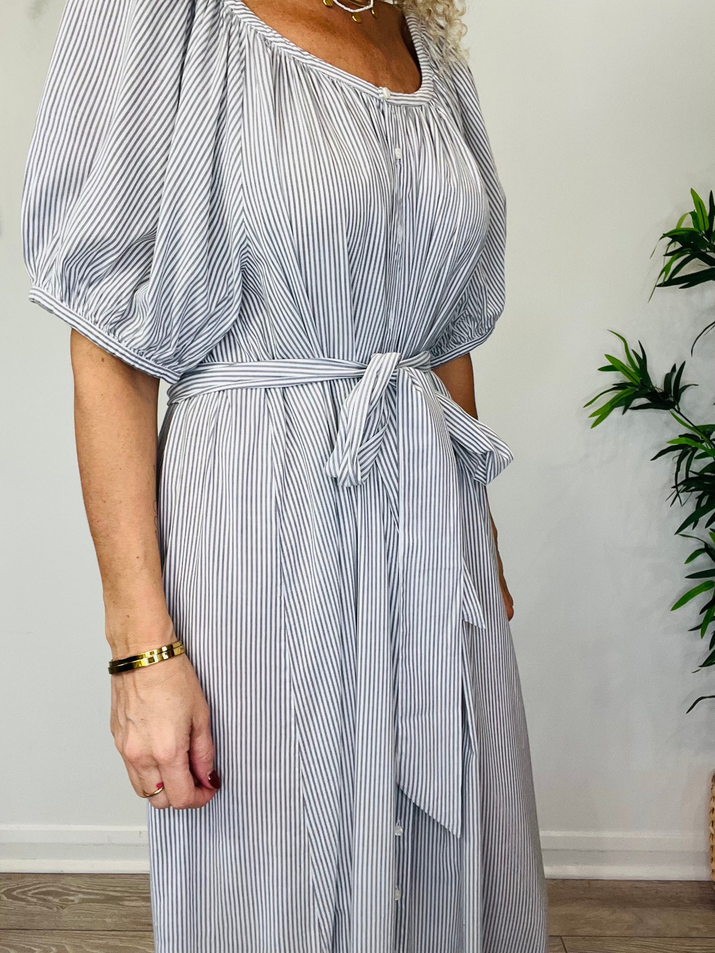 Striped Cotton Dress - Size L