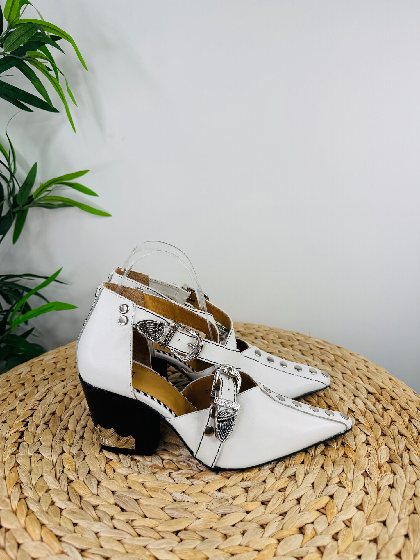 Studded Leather Heels - Size 38.5