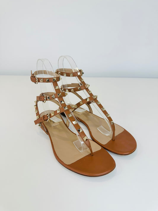 Leather Rockstud Sandals - Size 38