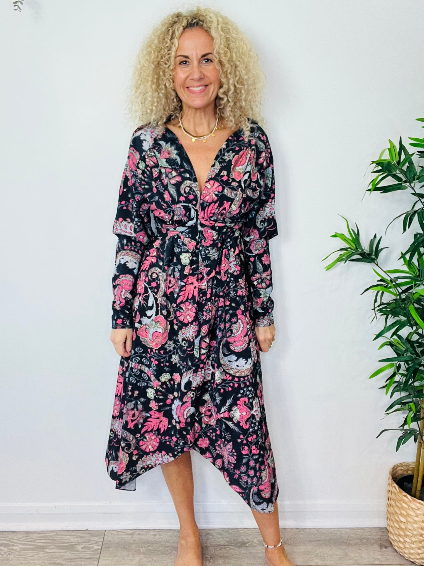 Patterned Midi Dress - Size 36