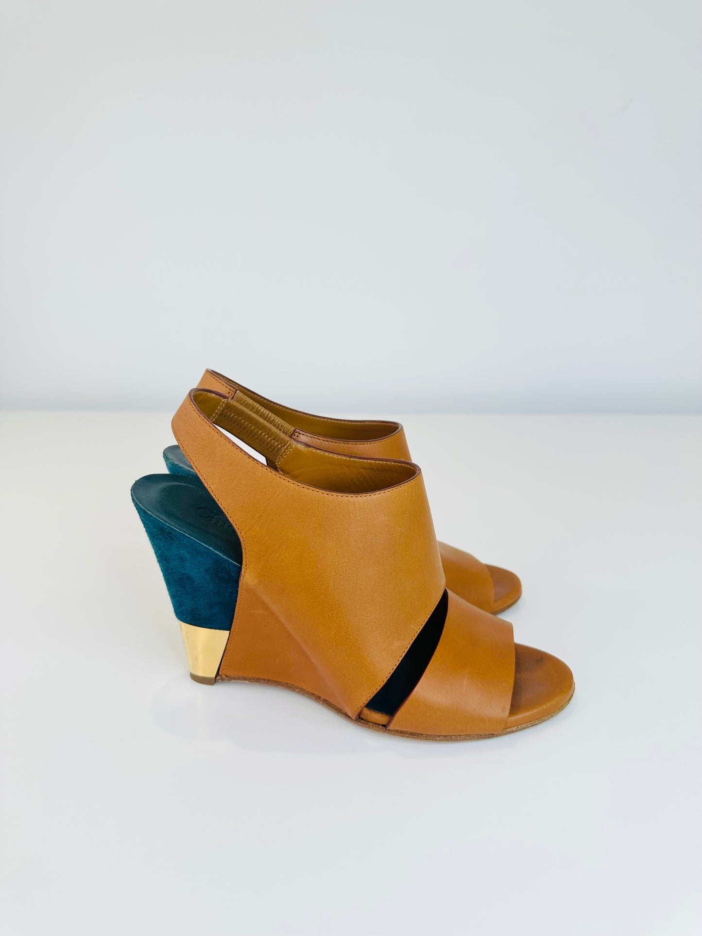Leather Wedge Sandals - Size 37.5