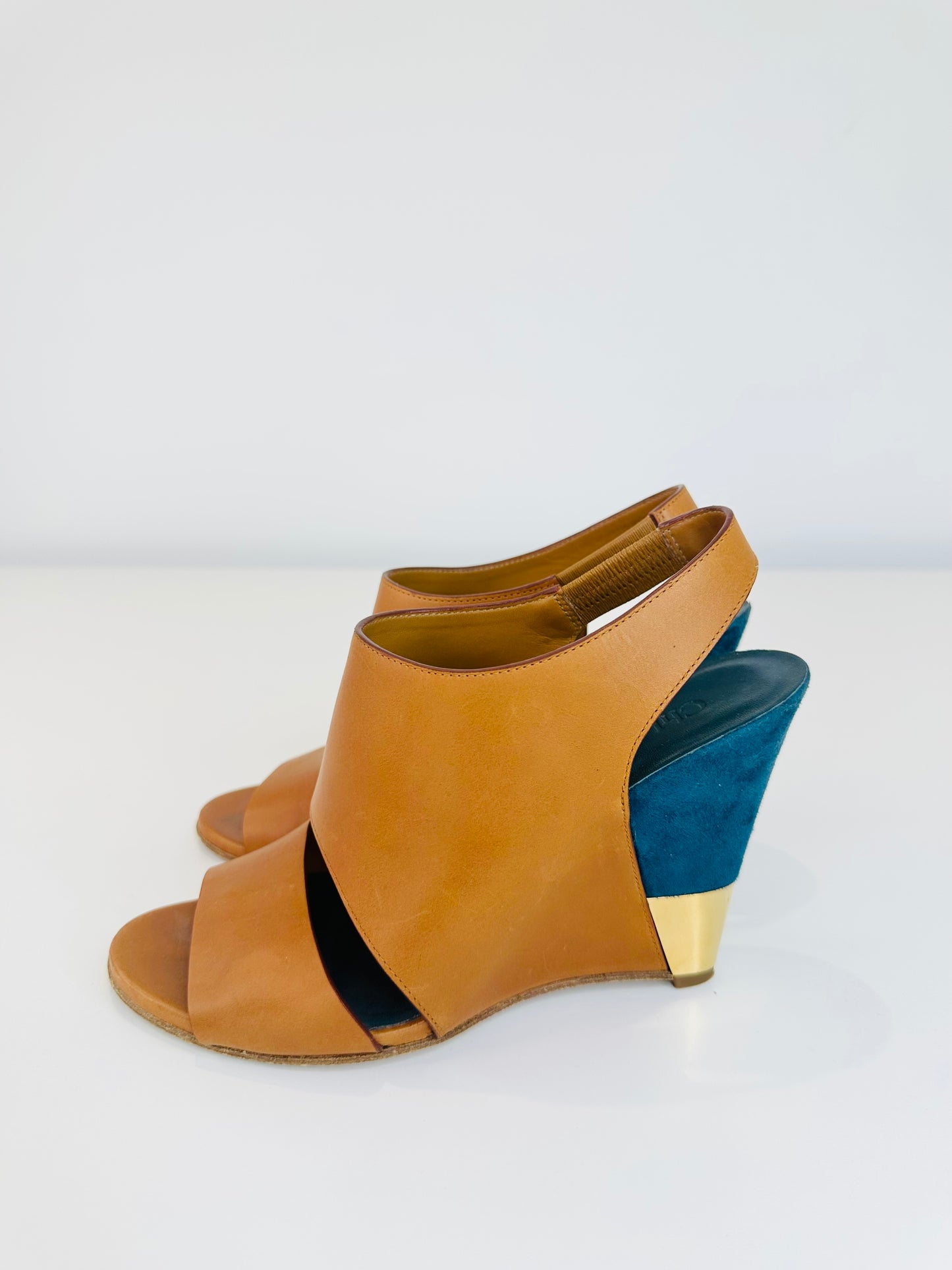 Leather Wedge Sandals - Size 37.5