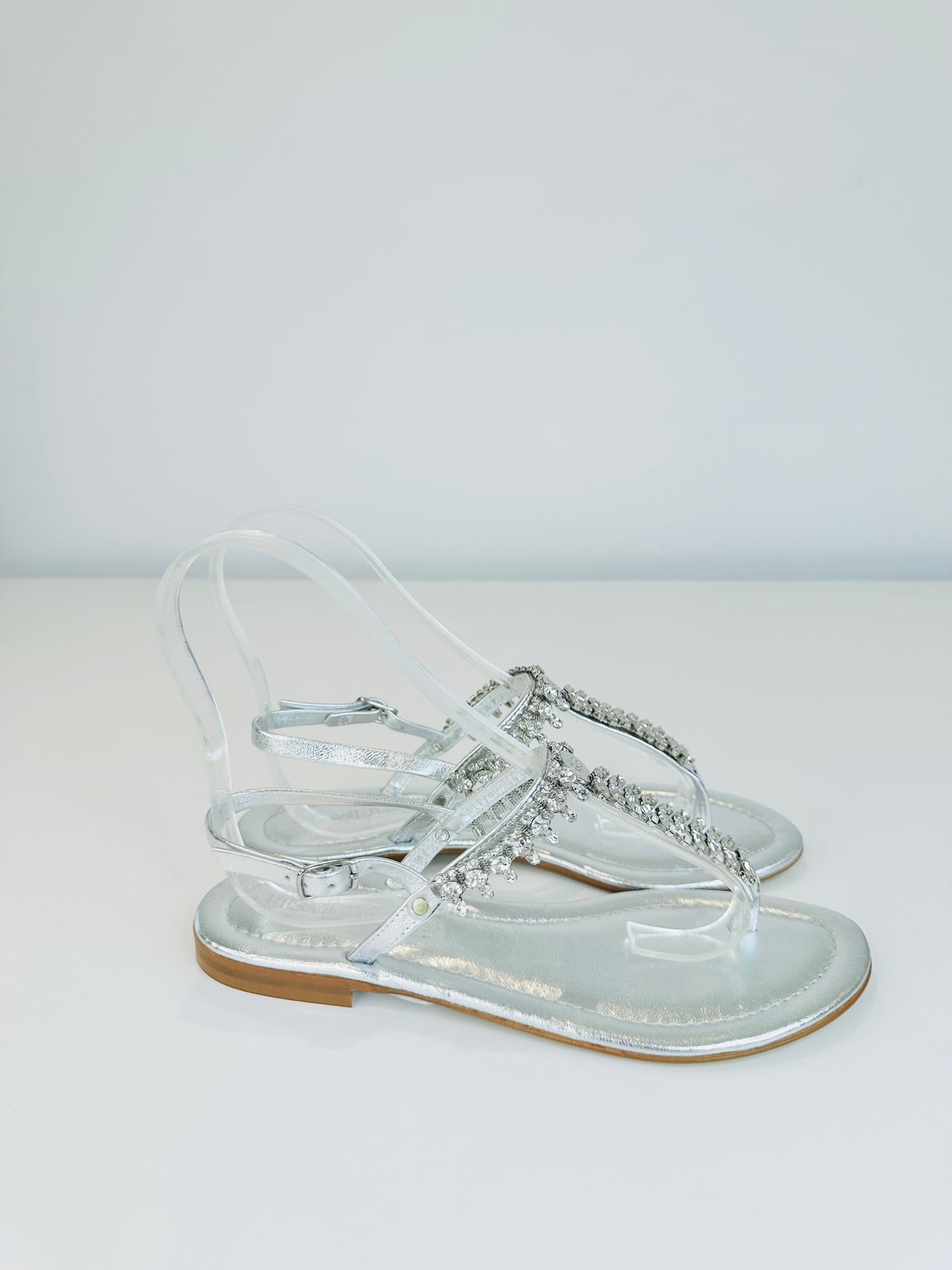 Crystal Leather Sandals - Size 38