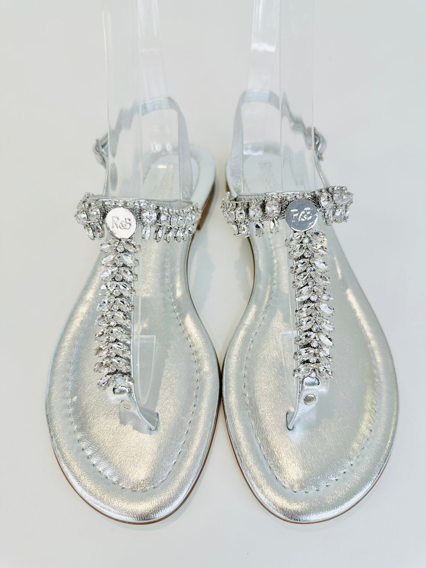 Crystal Leather Sandals - Size 38