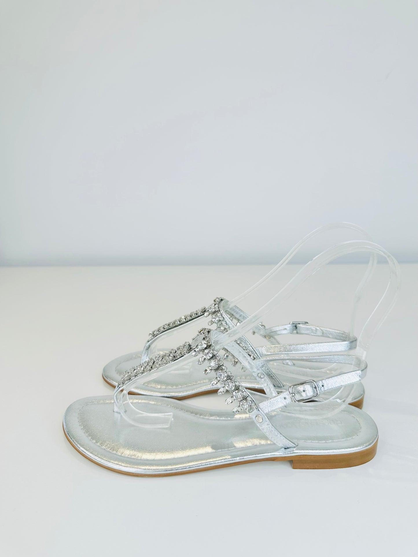 Crystal Leather Sandals - Size 38