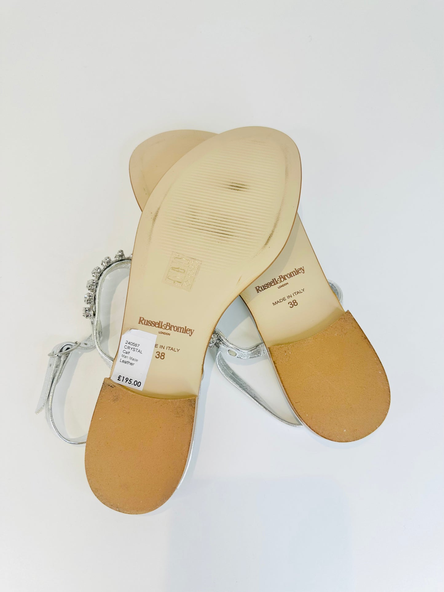 Crystal Leather Sandals - Size 38