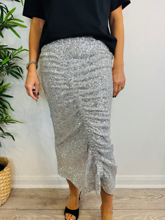 Ruched Sequin Skirt - Size S