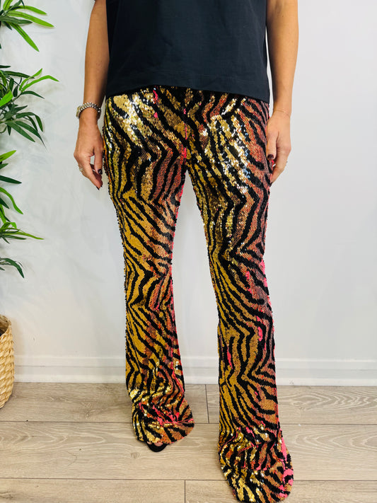 Tiger Sequin Trousers - Size L