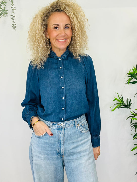 Frill Denim Shirt - Size 1