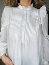 Load image into Gallery viewer, Cotton Ruffled Blouse - Size S
