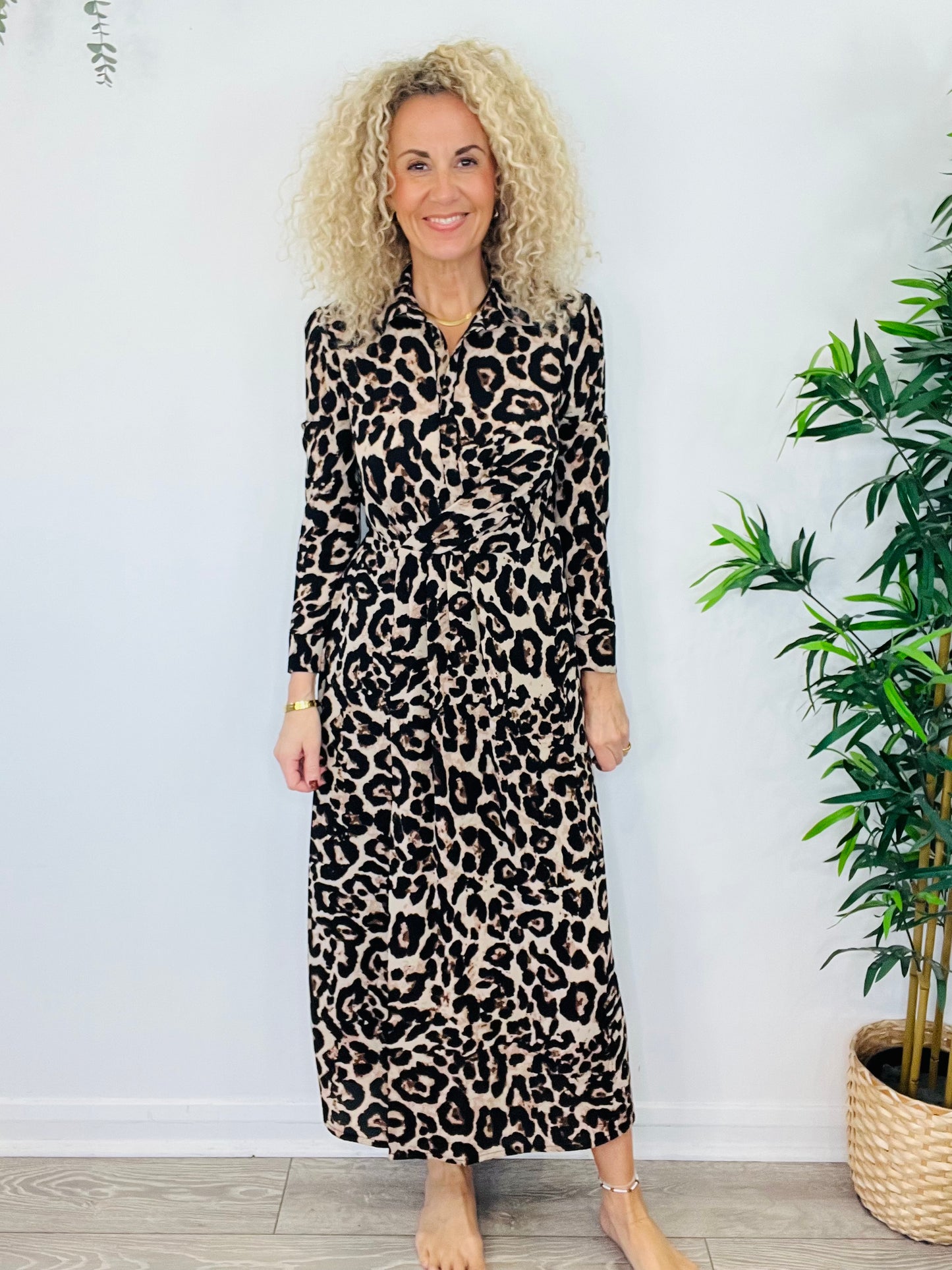 Leopard Print Maxi Dress - Size 38
