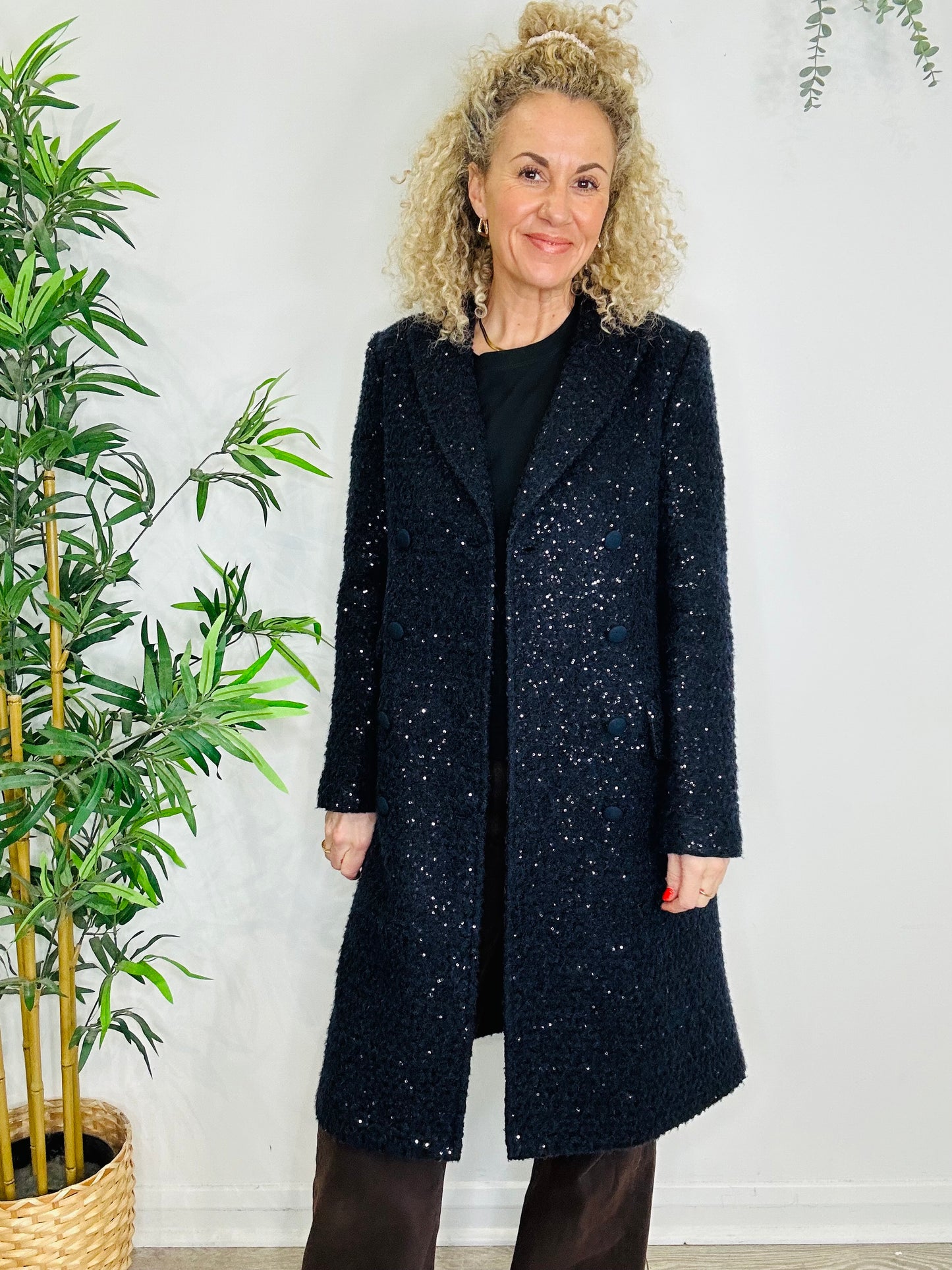 Sequin Wool Coat - Size 10