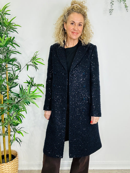 Sequin Wool Coat - Size 10