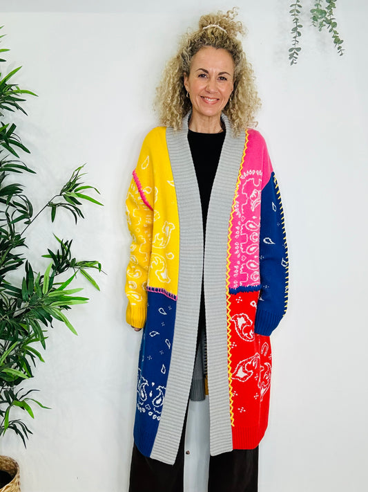 Multi Print Cardigan - Size L