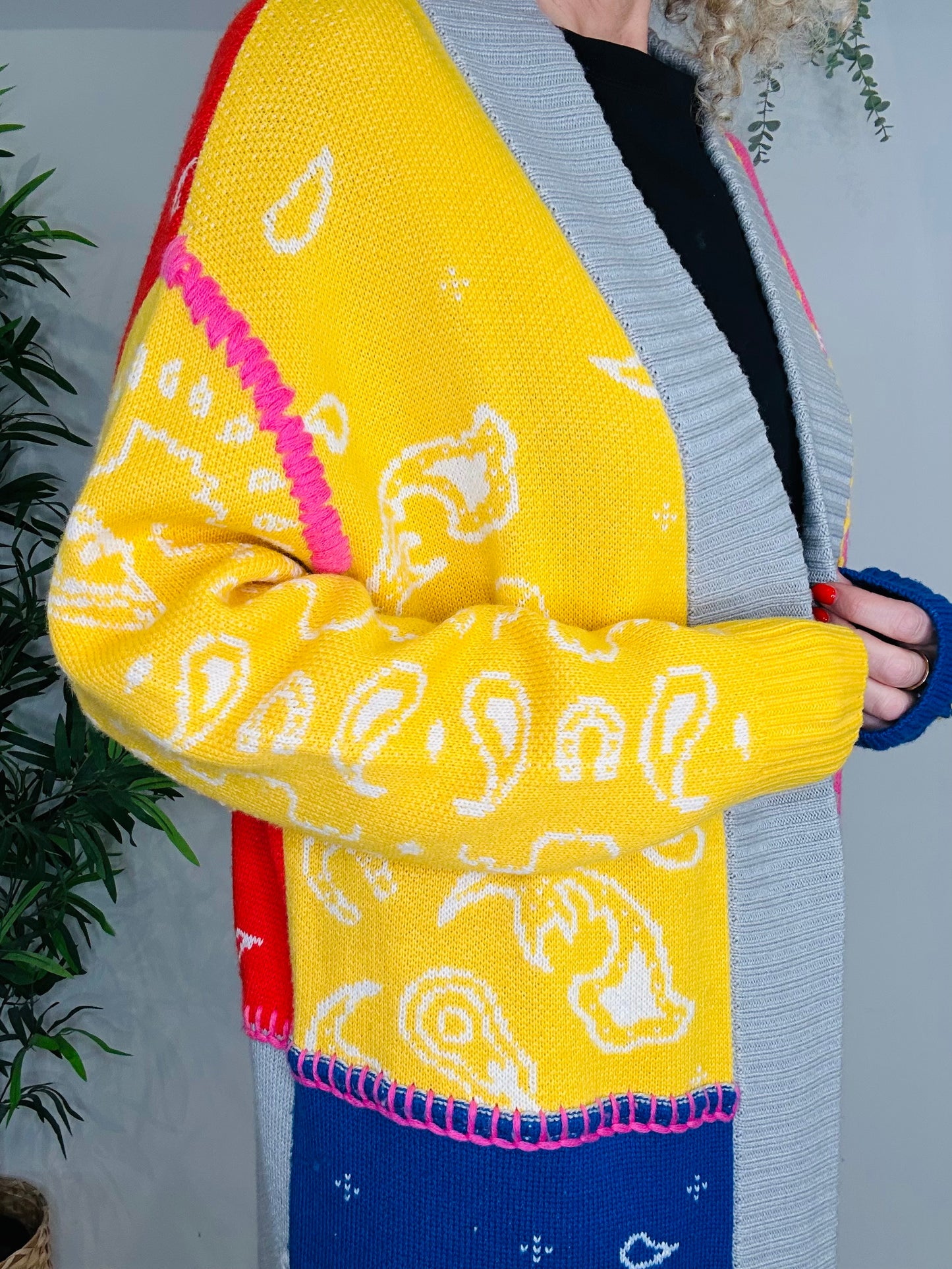 Multi Print Cardigan - Size L