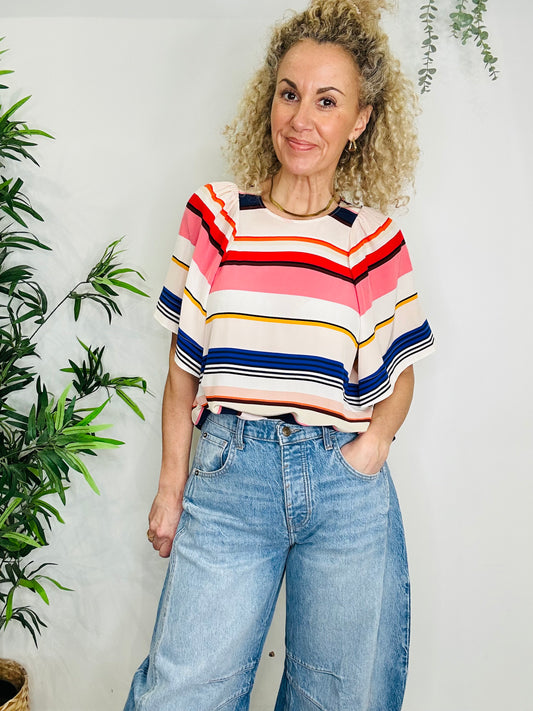 Striped Silk Top - Size M