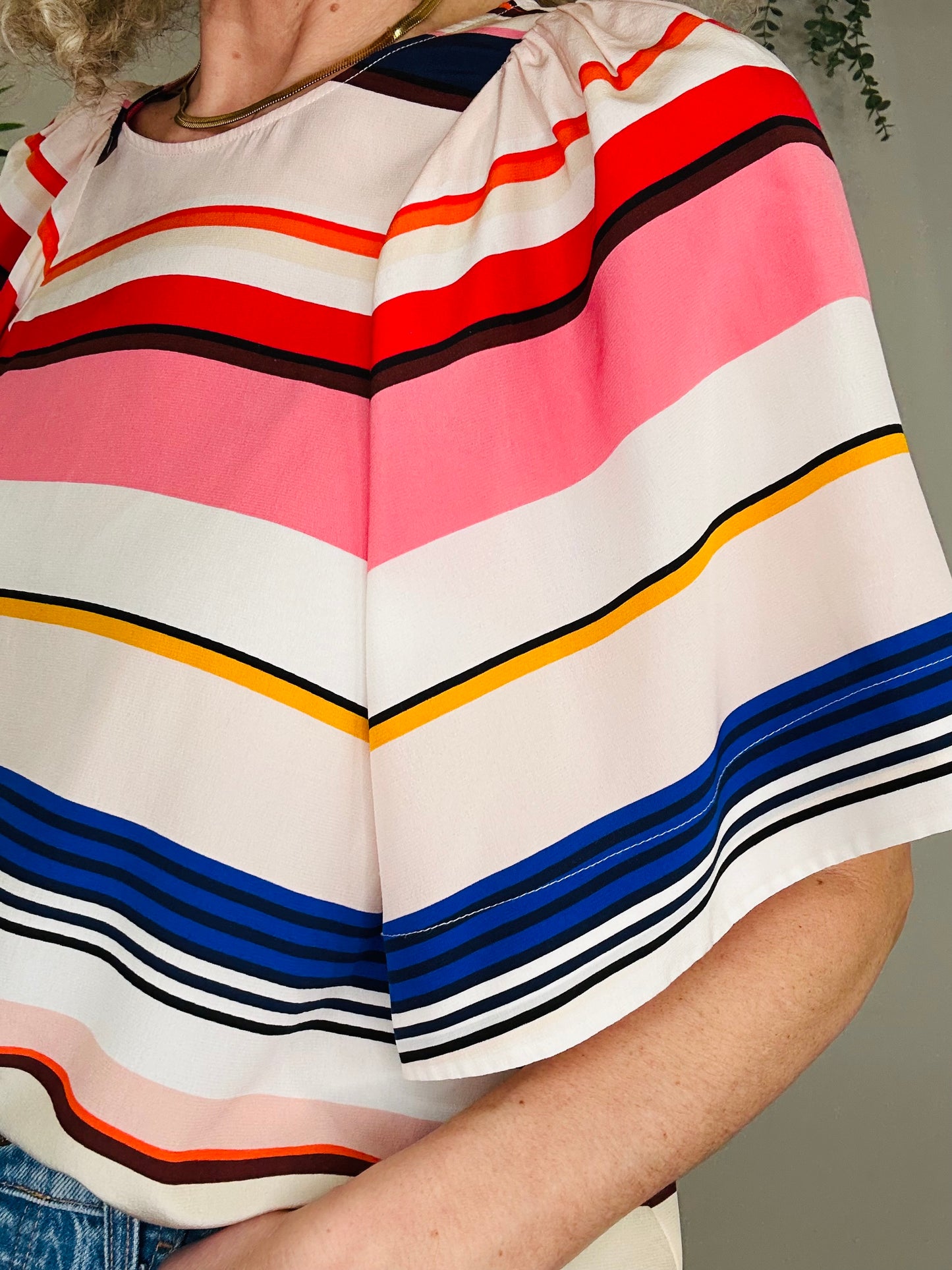 Striped Silk Top - Size M