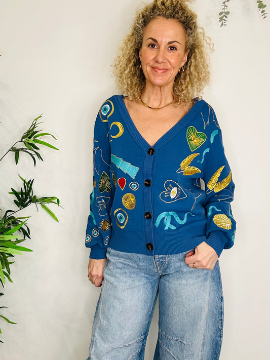 Embroidered Cardigan - Size L