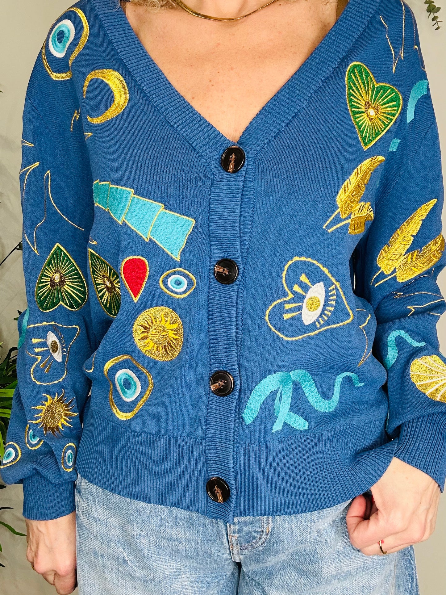 Embroidered Cardigan - Size L