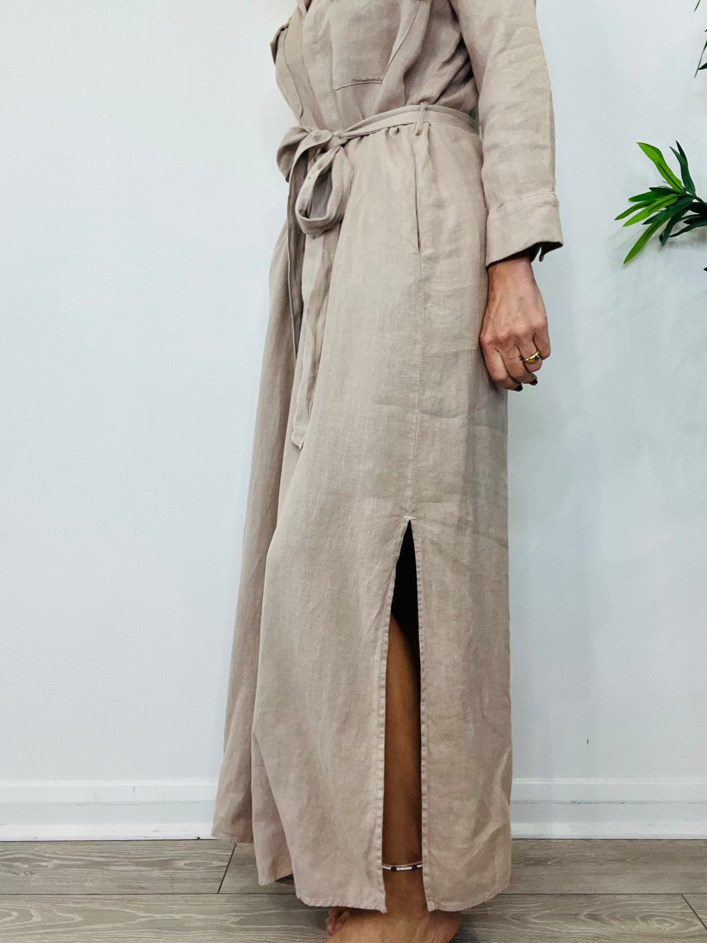 Linen Shirt Dress - Size L