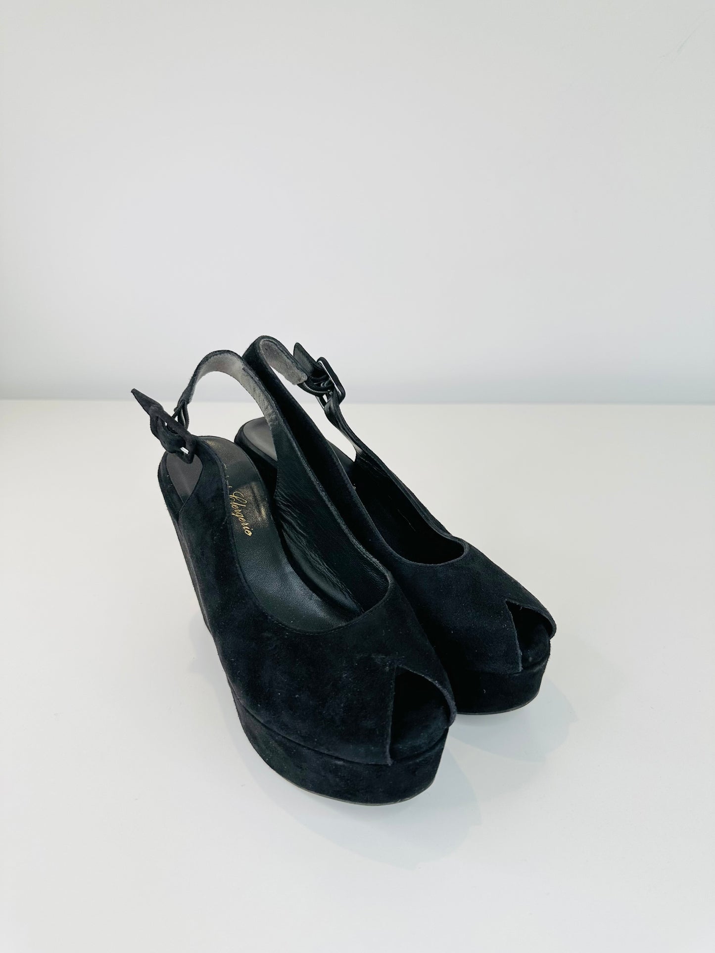 Dylan Suede Wedge Sandals - Size 38