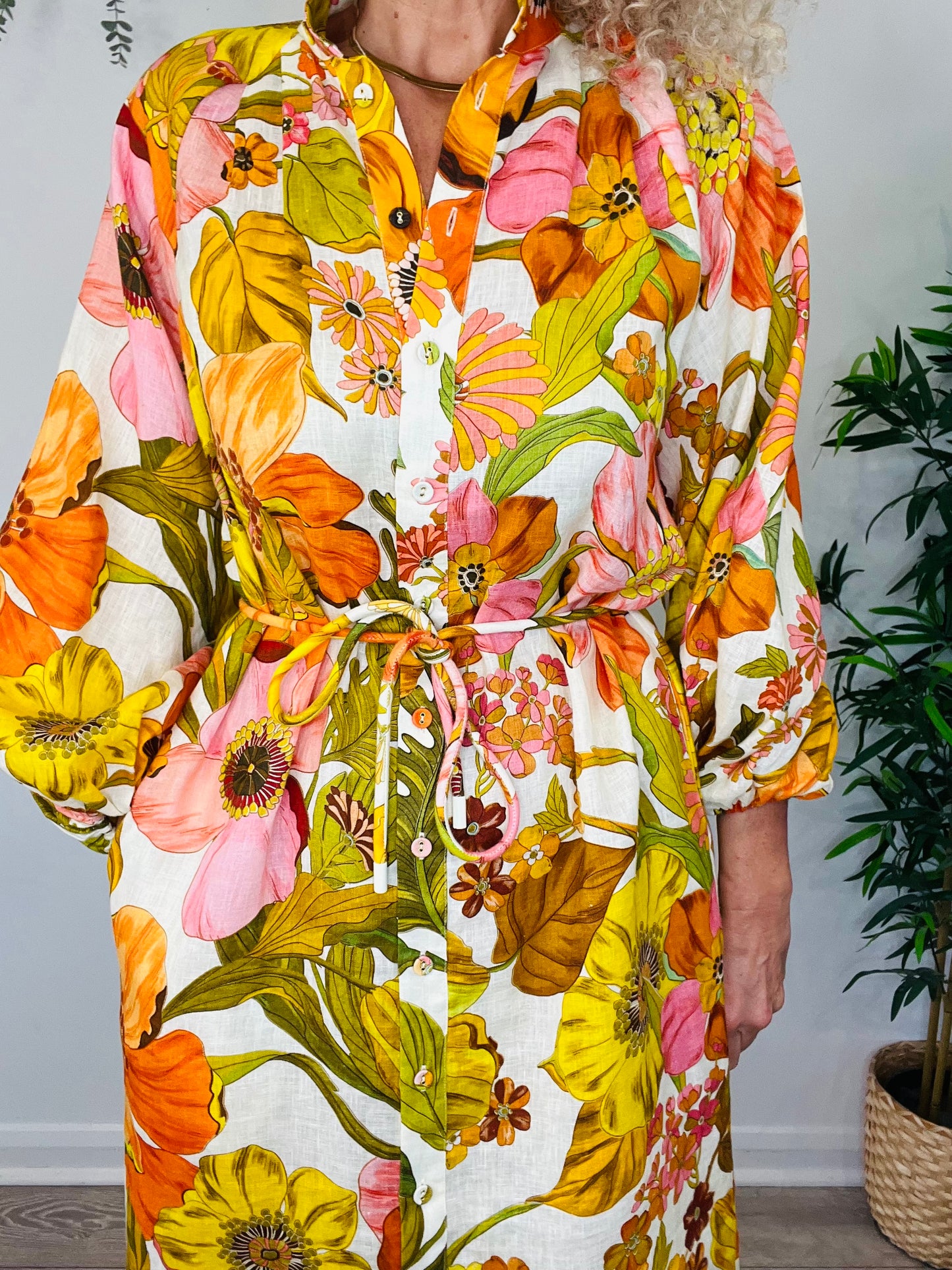 Floral Linen Dress - Size 6