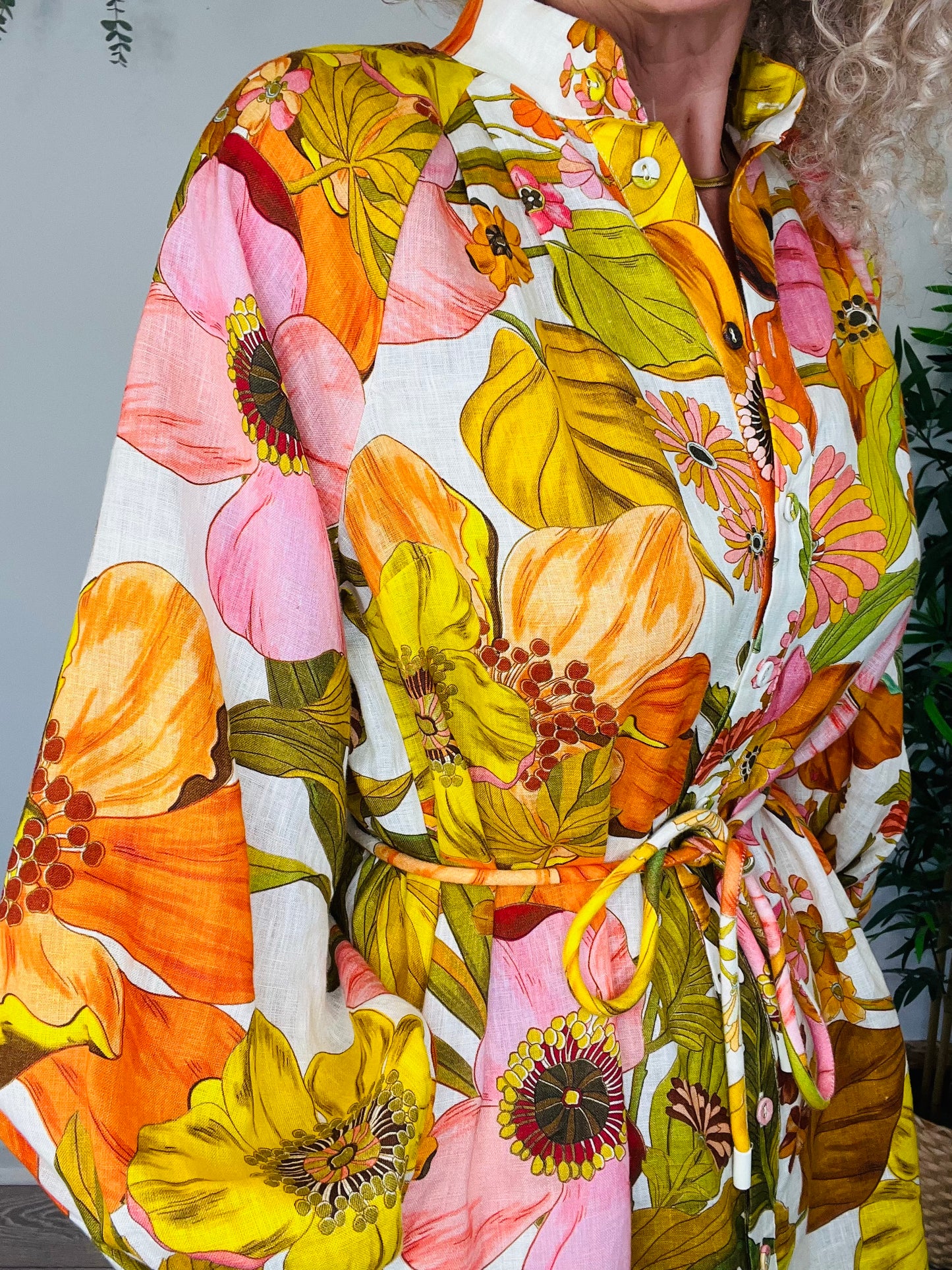 Floral Linen Dress - Size 6