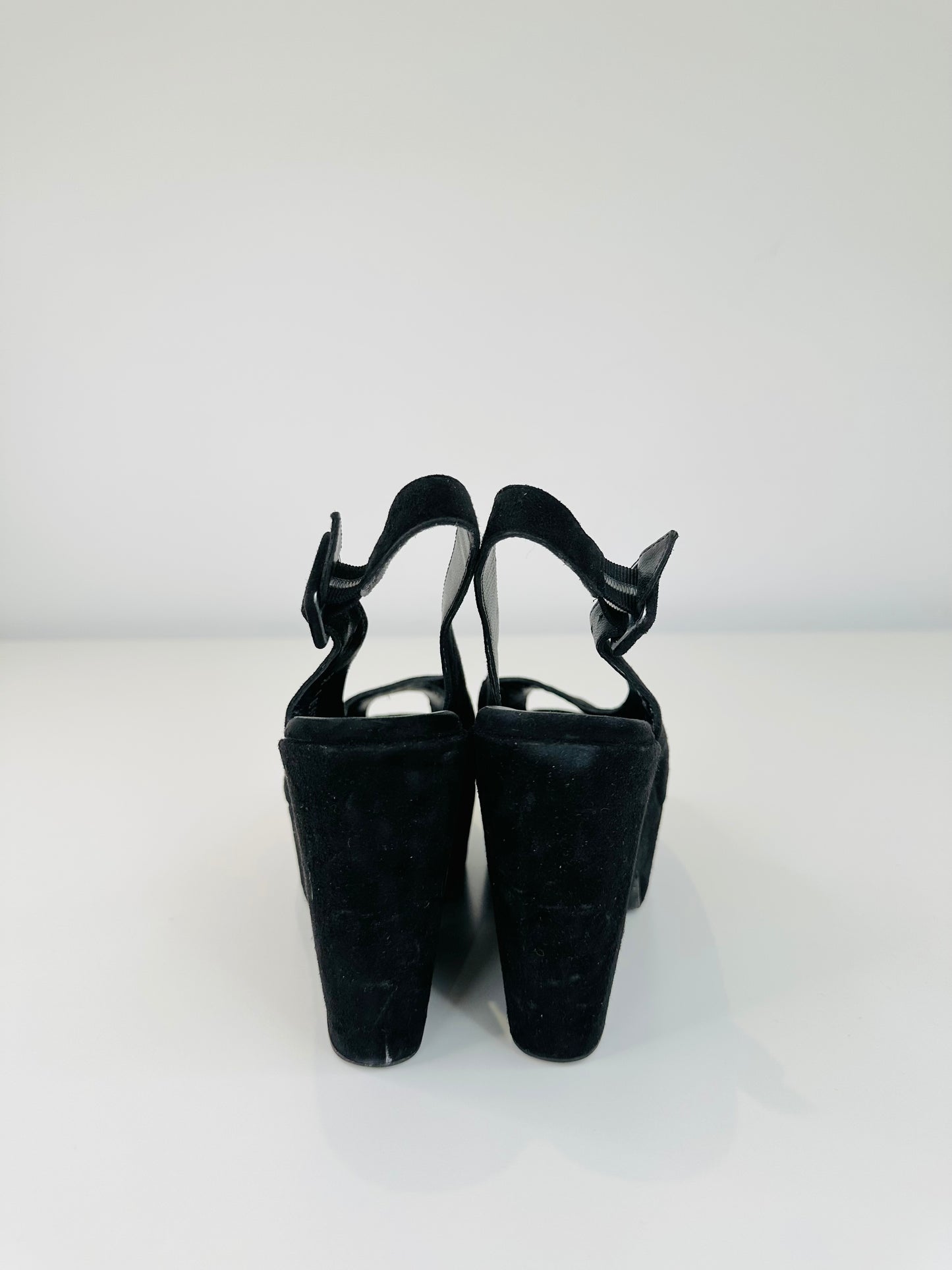 Dylan Suede Wedge Sandals - Size 38