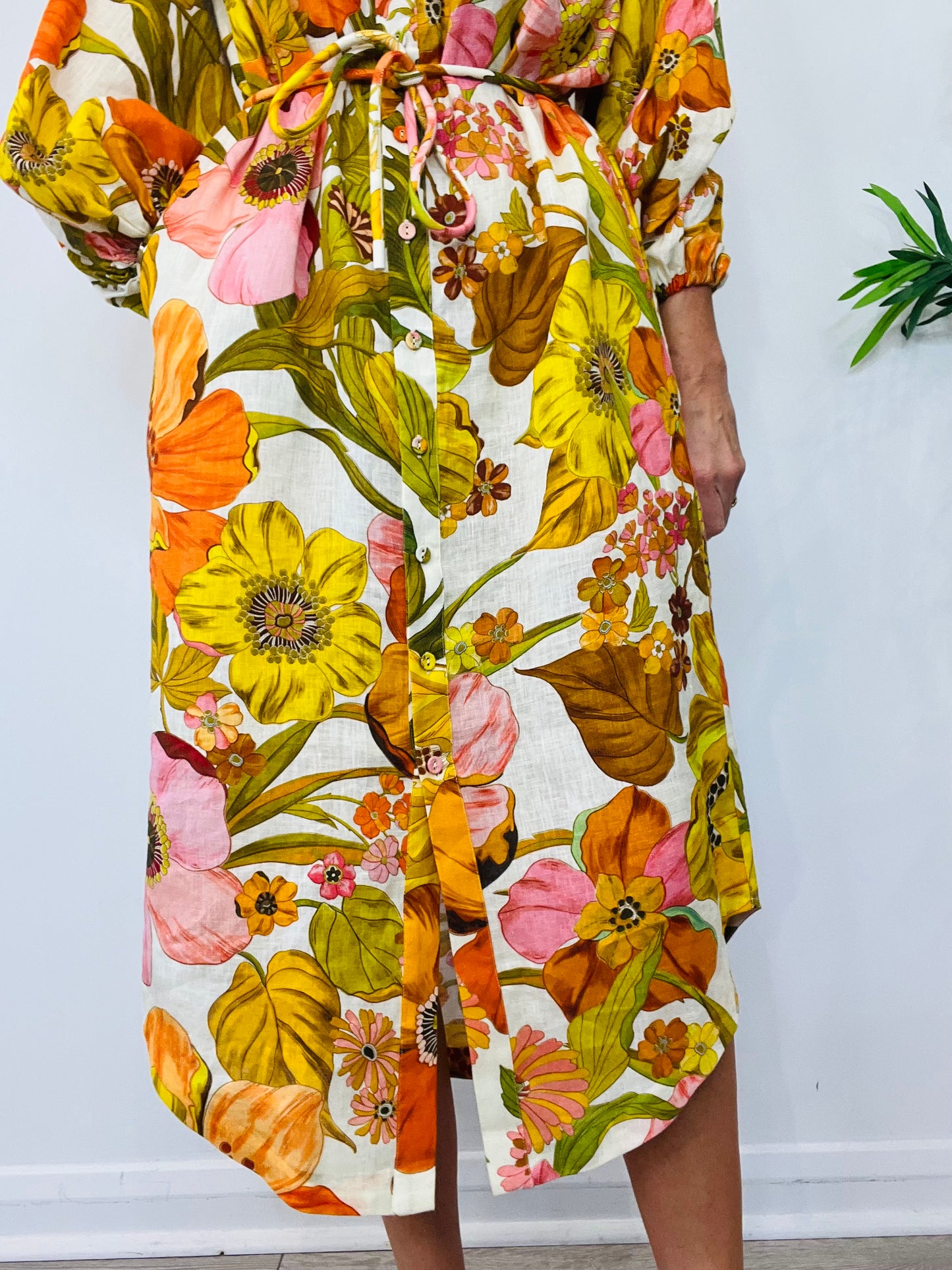 Floral Linen Dress - Size 6