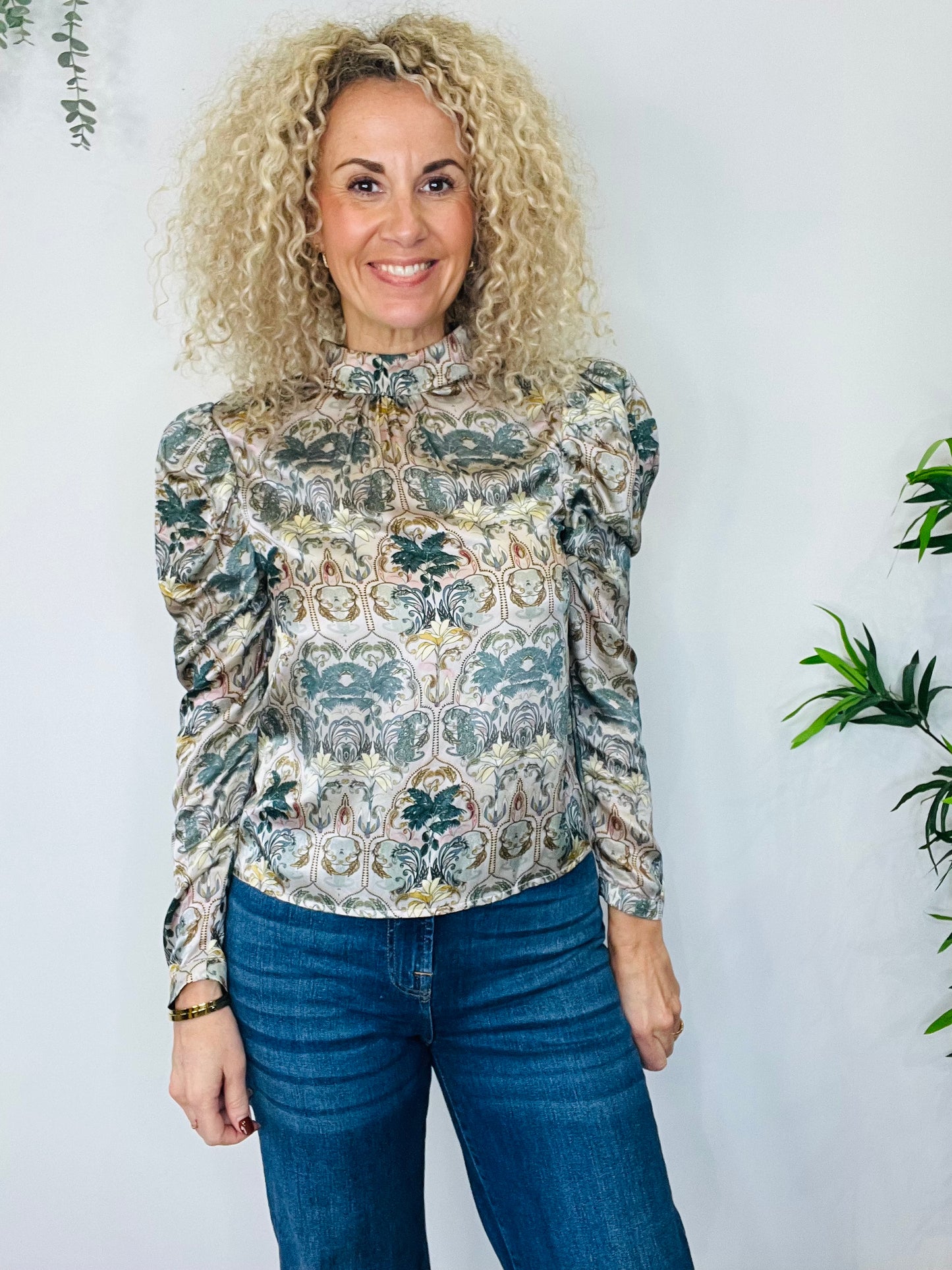 Silk Floral Blouse - Size XS