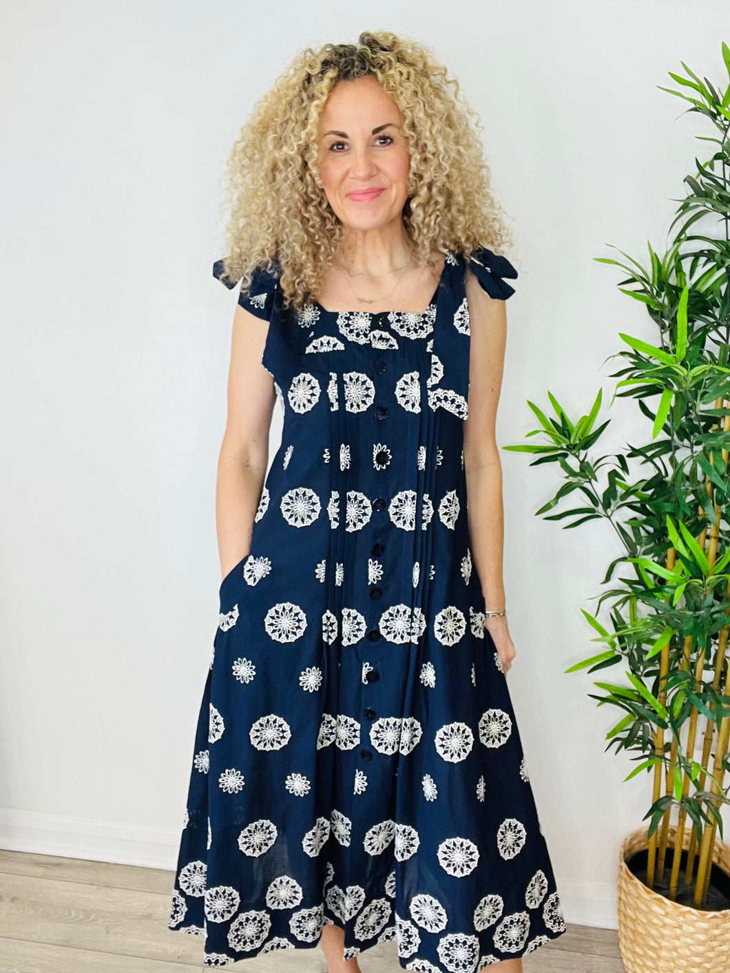 Embroidered Cotton Dress - Size M