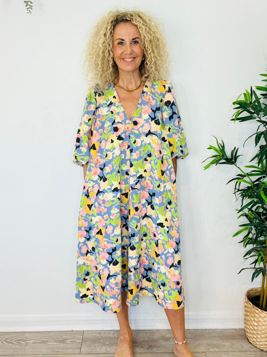 Floral Midi Dress - Size L