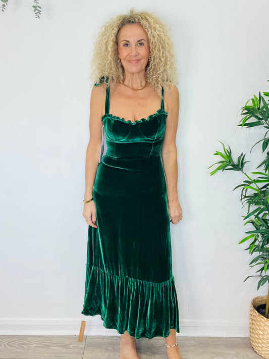 Velvet Maxi Dress - Size 8
