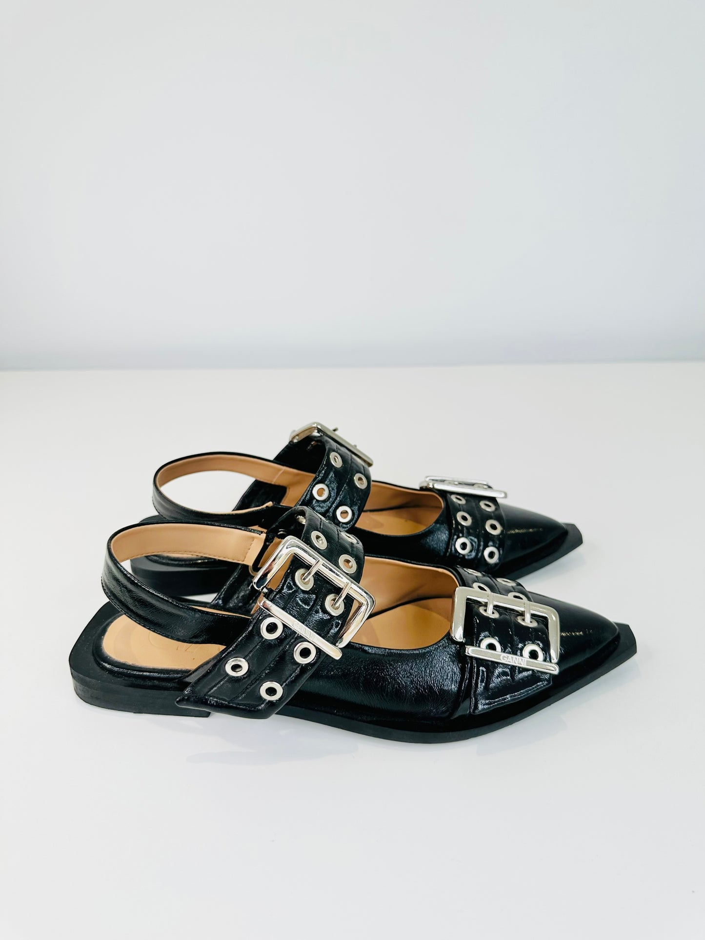 Feminine Buckle Ballerinas - Size 38