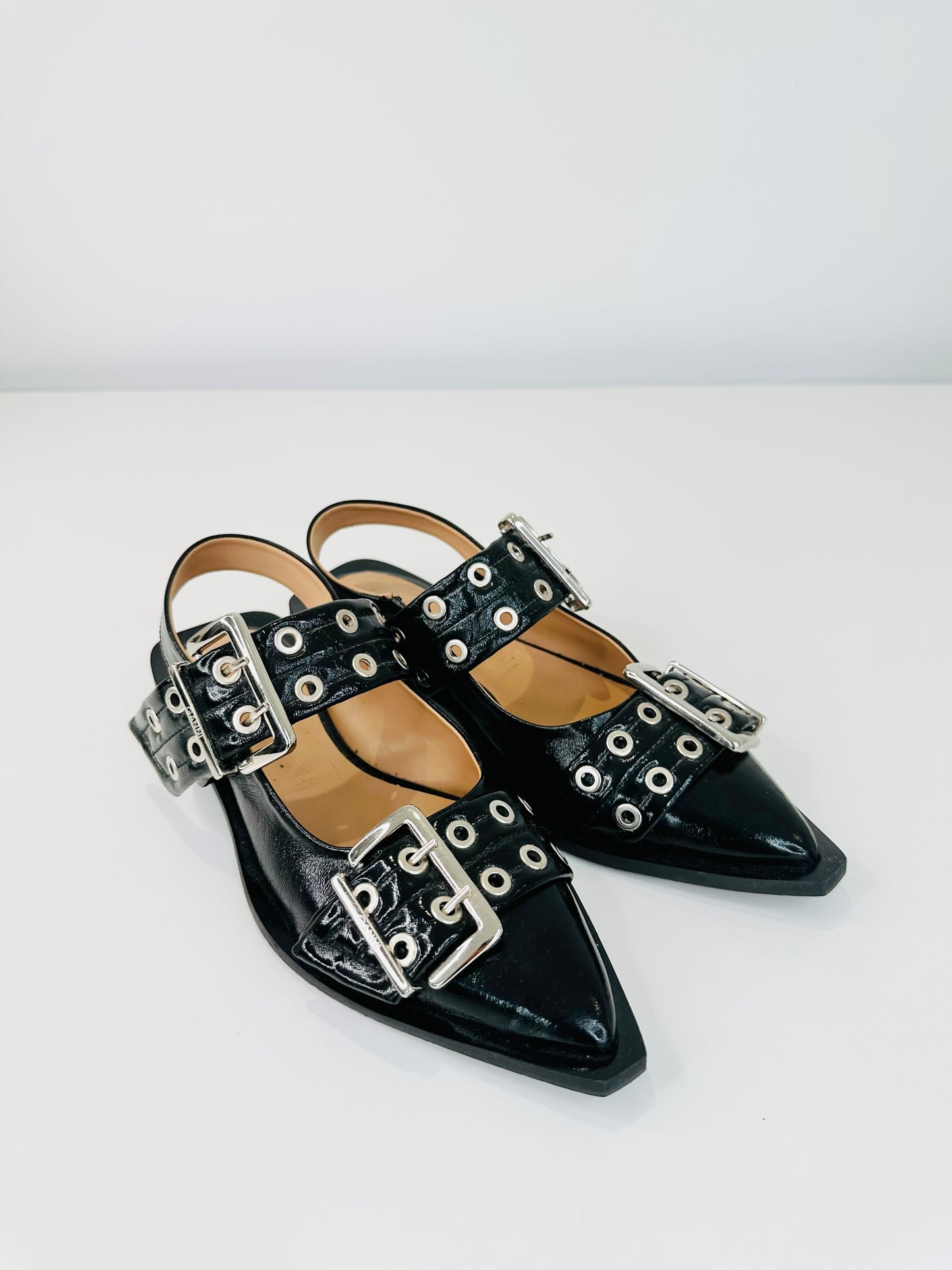 Feminine Buckle Ballerinas - Size 38