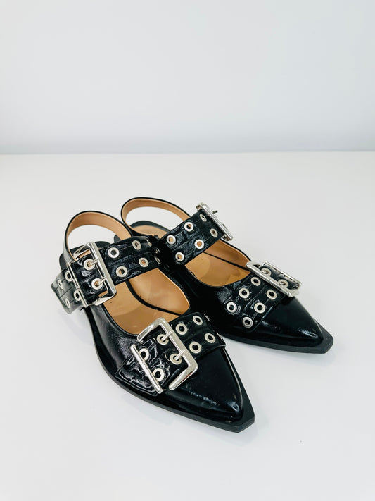 Feminine Buckle Ballerinas - Size 38