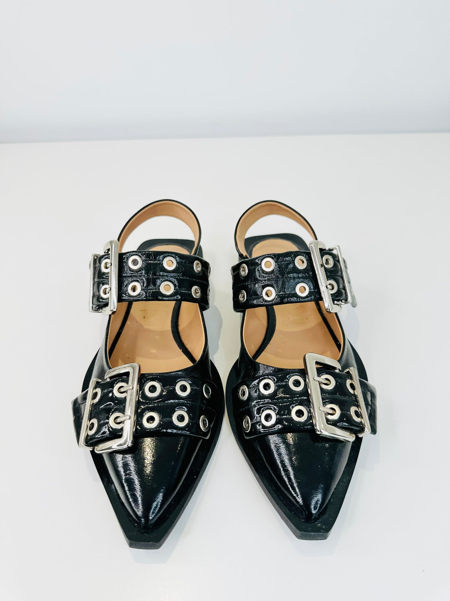Feminine Buckle Ballerinas - Size 38